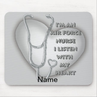 Big Grey Heart Air Force Nurse Mouse Mat