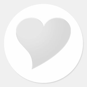 Big grey Heart, Love, white Classic Round Sticker