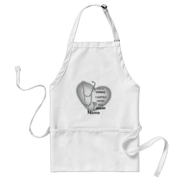 Big grey heart nurse  standard apron (Front)