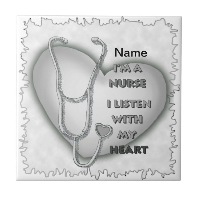 Big grey heart nurse  tile (Front)