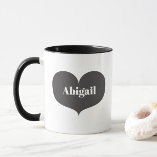 Big Grey Heart Personalised Mug