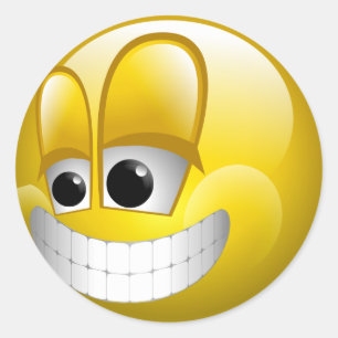 BIG GRIN FACE CLASSIC ROUND STICKER