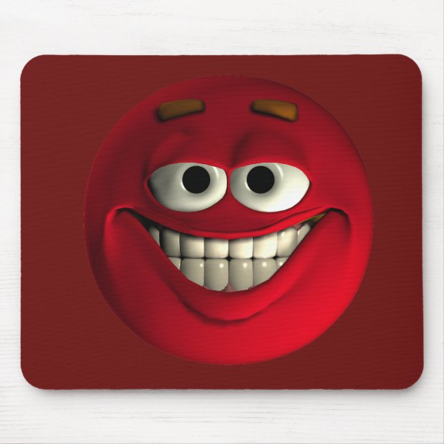Big Grin Red Emoticon Mouse Mat (Front)