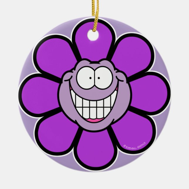 Big Grinning Purple Flower Ornament (Front)