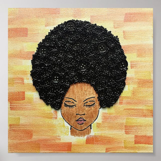 Big Hair Button Art Poster (Front)