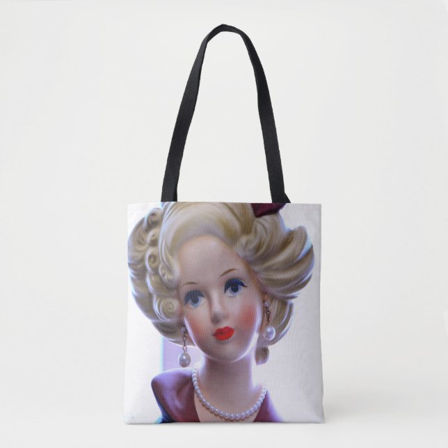 Big Hair Head Vase Retro Lady 1960s  Chic Tote Bag (Front)
