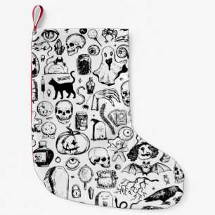 Big halloween doodles collection. Hand drawn vinta Small Christmas Stocking