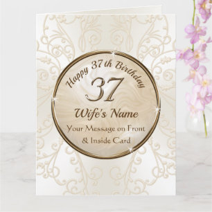 Big, Happy 37th Birthday Card for Wife