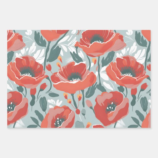 Big Happy Poppy Wrapping Paper (Front 3)