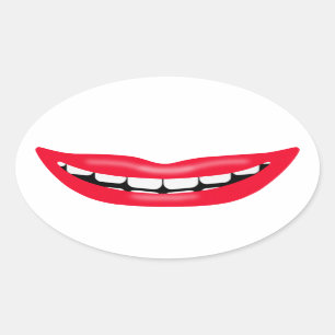Big Happy Smiling Mouth Oval Sticker