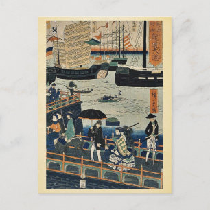 Big harbour in London by  Marutetsu, Ukiyoe Postcard