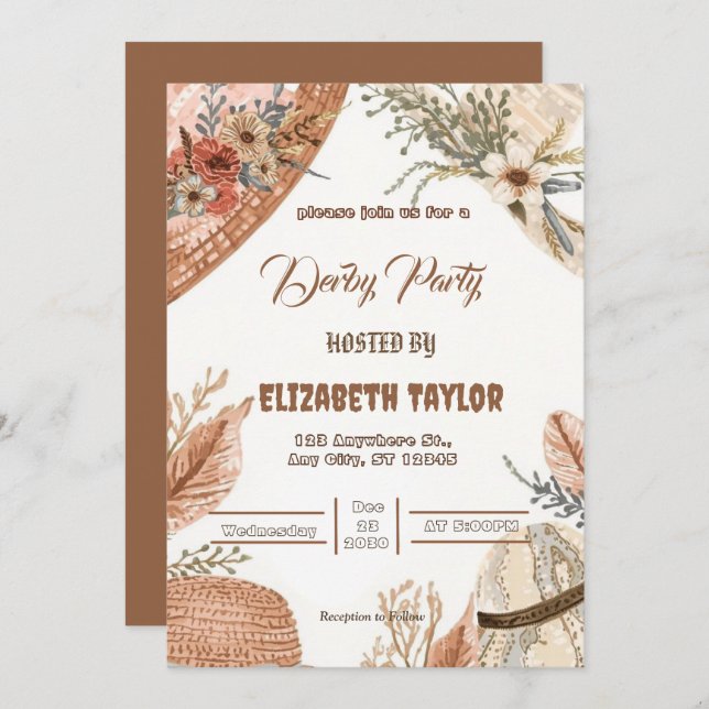 Big Hat Derby Party Invitation (Front/Back)