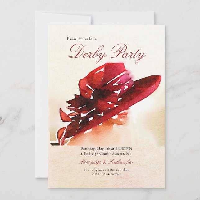 Big Hat Derby Party Invitation (Front)