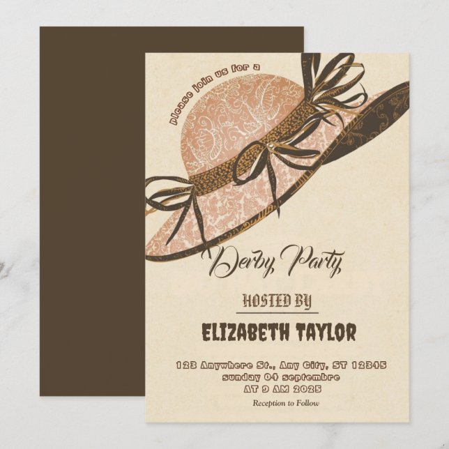 Big Hat Derby Party Invitation (Front/Back)