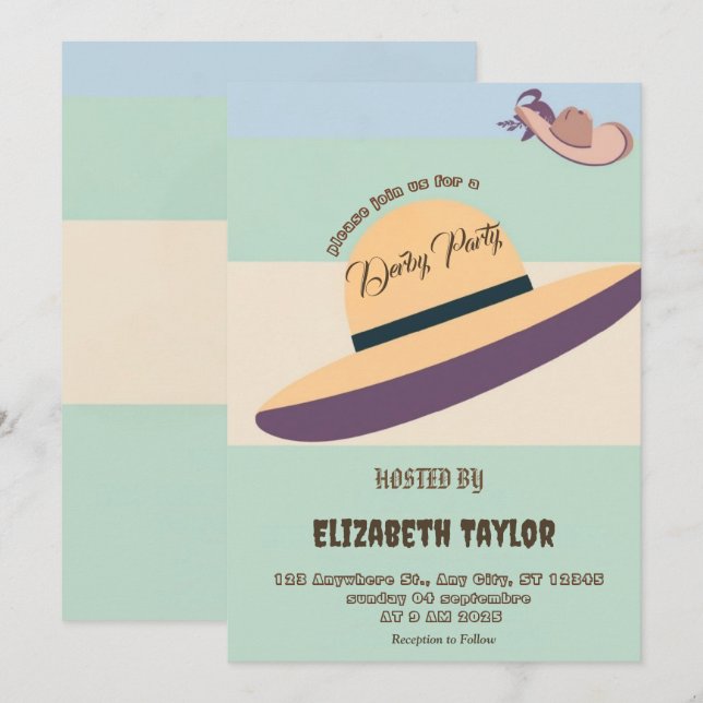 Big Hat Derby Party Invitation (Front/Back)