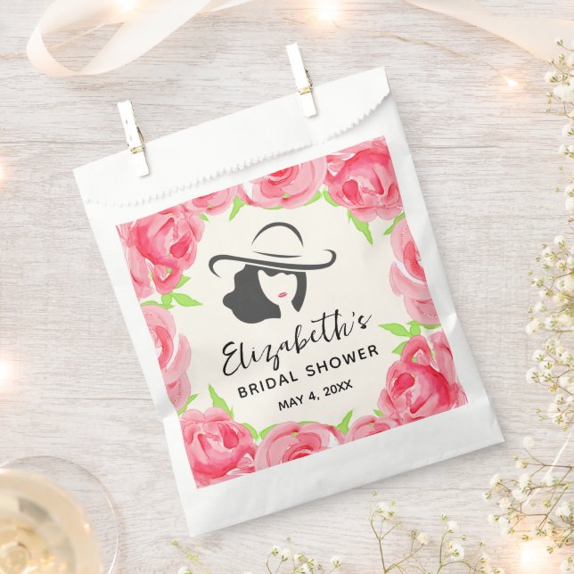Big Hat Lady Roses Derby Bridal Shower Favour Bags (Clipped)