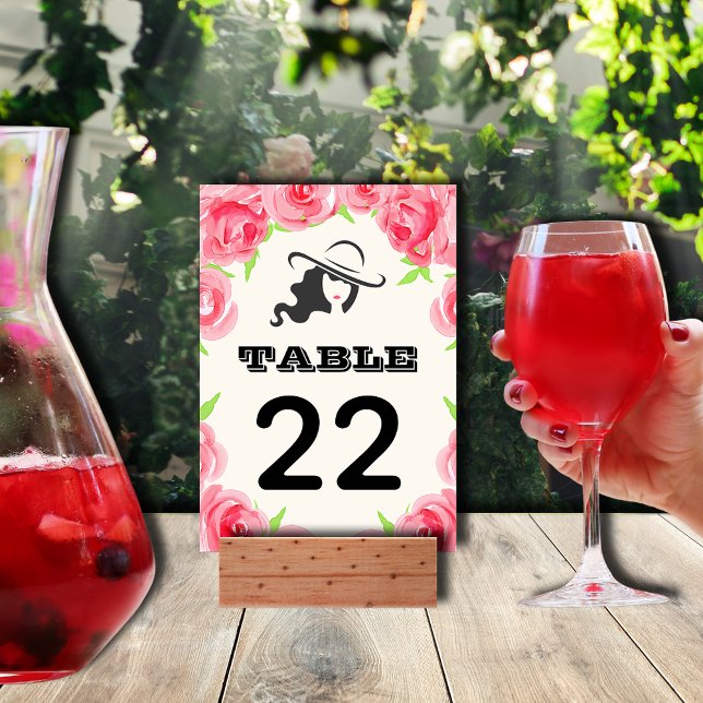 Big Hat Watercolor Roses Derby Party Table Number (Creator Uploaded)
