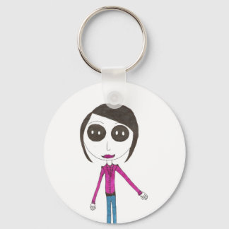 Big Head Button girl Key Ring