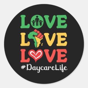 Big Heart Africa Map Raised Fist Love Love Love Da Classic Round Sticker