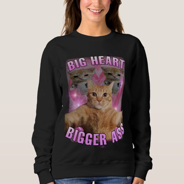 Big heart cat meme women  sweatshirt (Front)