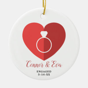 Big Heart Personalised Newly Engaged Engagement Ceramic Tree Decoration