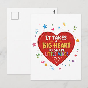Big Heart Shape Little Minds Teacher Gift Postcard