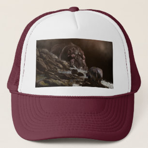 **"Big Heart, Tiny Love: A Giant Hippo’s Affection Trucker Hat