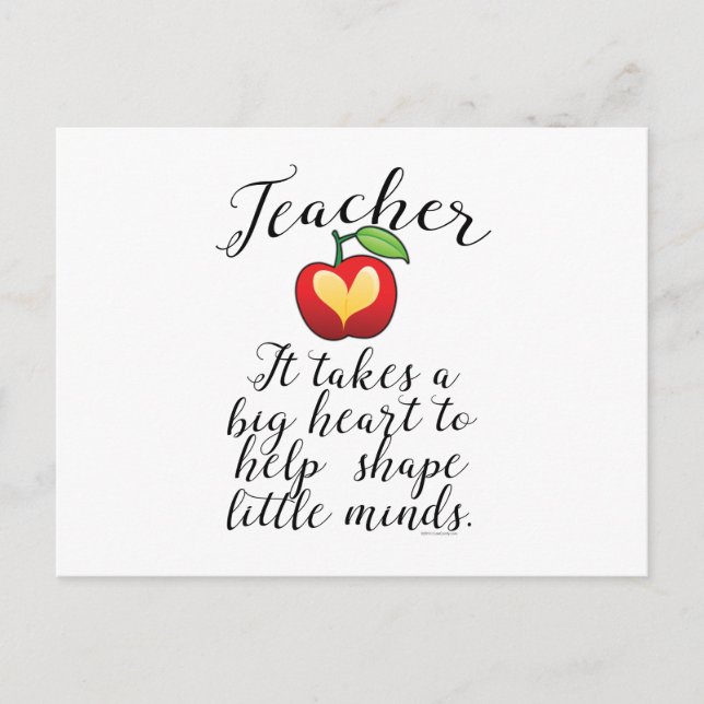 Big Heart To Help Shape Little Minds Teacher Postcard (Front)