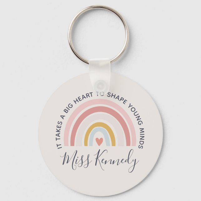 Big Heart to Shape Young Minds Teacher Gift Key Ring (Front)