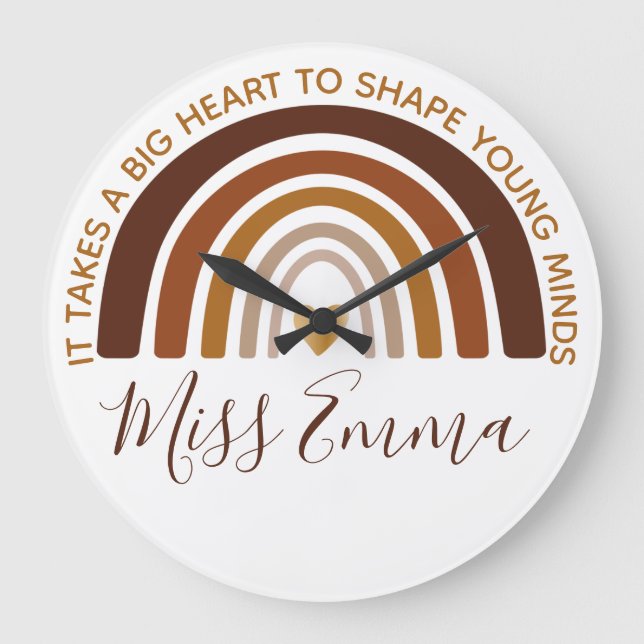 Big Heart to Shape Young Minds Teacher Large Clock (Front)