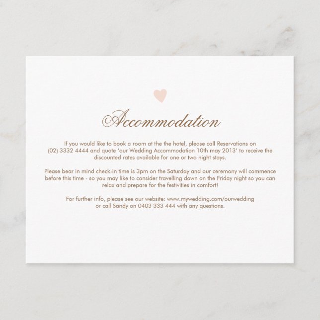 Big Heart Wedding Direction Card (Front)