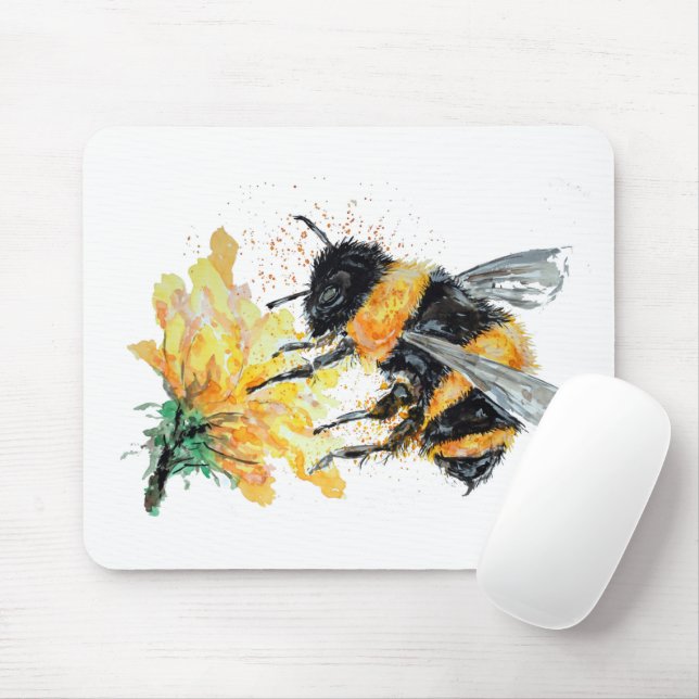 Big Honey Bee collecting Pollen Mouse Mat (With Mouse)