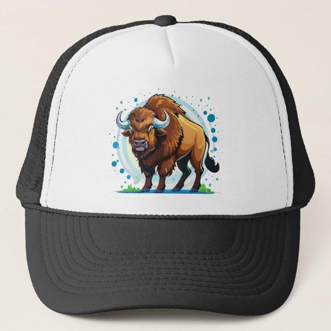 big horned bison trucker hat (Front)