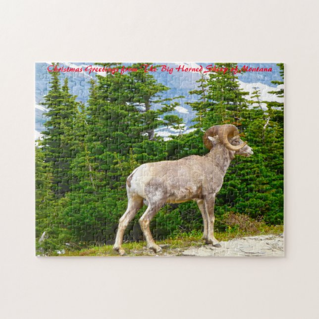 Big Horned Sheep Montana. Christmas Greetings Jigsaw Puzzle (Horizontal)