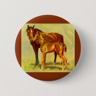 big horse little horse 6 cm round badge