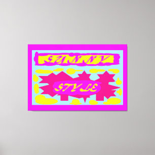 Big hot colours pink sky blue lemon  canvas print
