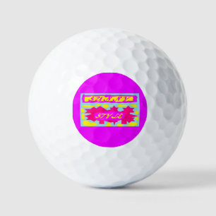 Big hot colours pink sky blue lemon golf balls