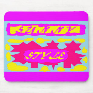 Big hot colours pink sky blue lemon  mouse mat