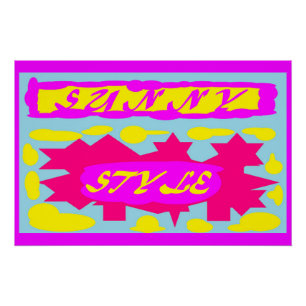 Big hot colours pink sky blue lemon poster