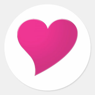 Big hot pink fuchsia Heart, Love, white Classic Round Sticker