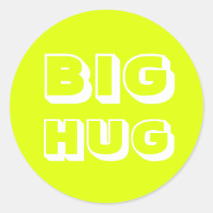 Big Hug, chartreuse white Classic Round Sticker