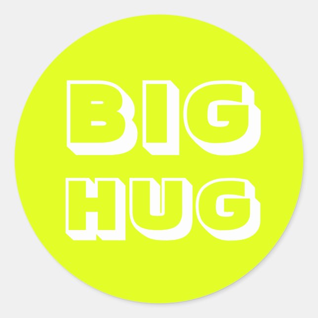 Big Hug, chartreuse white Classic Round Sticker (Front)