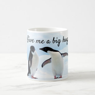 Big hug Penguin on ice photo with text Coffee Mug