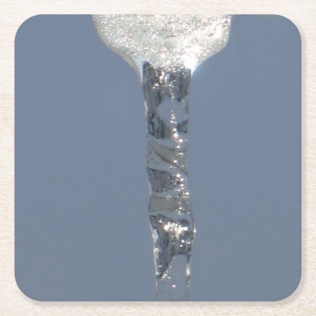 Big Icicle In Blue Sky Square Paper Coaster (Front)