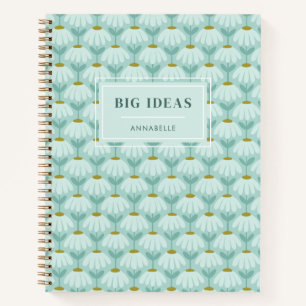 'Big Ideas' Monogram Name Teal Vintage Floral Notebook