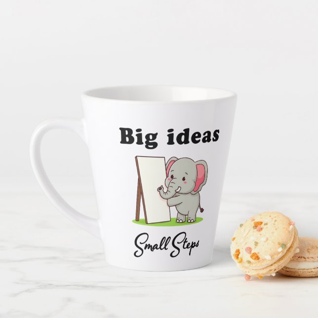 "Big Ideas, Small Steps" elephant animal dreams  Latte Mug (In Situ)