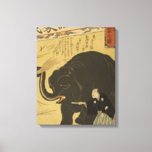 Big Imported Elephant Japanese Vintage Art Canvas Print