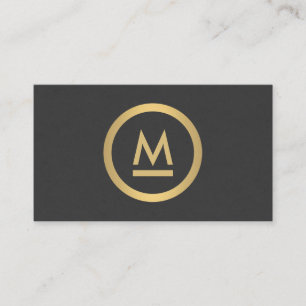 Big Initial Modern Monogram in Faux Gold Business Card
