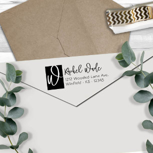 Big Initial Script Return Address  Self-inking Stamp