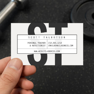 Big Initials Monogram with Vintage Grid on Lt Grey Business Card